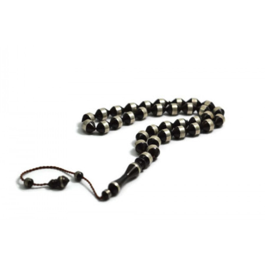 33 Beads Silver Engraved Koka Wood Tasbih / Misbaha TS-49